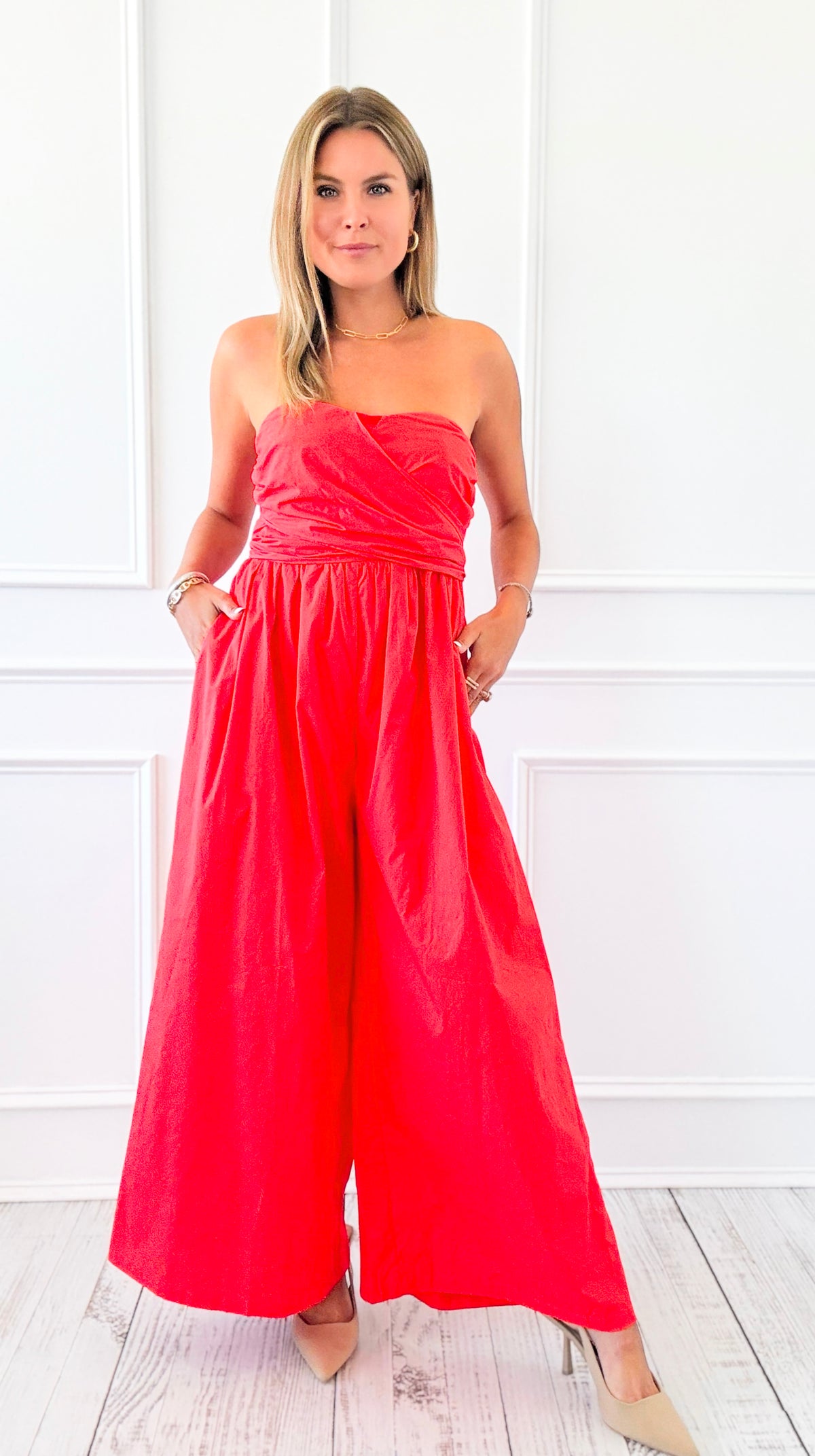 Firestarter Wrap Wide-Leg Jumpsuit-200 Dresses/Jumpsuits/Rompers-listicle-Coastal Bloom Boutique, find the trendiest versions of the popular styles and looks Located in Indialantic, FL