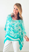 Emerald Canopy Italian Satin Top - Aqua-100 Sleeveless Tops-moda italia-Coastal Bloom Boutique, find the trendiest versions of the popular styles and looks Located in Indialantic, FL