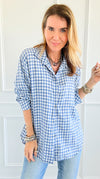 Countryside Plaid Italian Shirt- Dusty Blue-170 Bottoms-Italianissimo-Coastal Bloom Boutique, find the trendiest versions of the popular styles and looks Located in Indialantic, FL