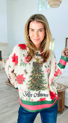 Untamed Holiday Bloom Italian Emilia Knit Sweater-140 Sweaters-SORPRESA-Coastal Bloom Boutique, find the trendiest versions of the popular styles and looks Located in Indialantic, FL