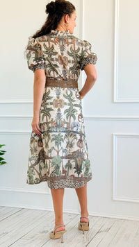 Safari Belted Italian Button Dress