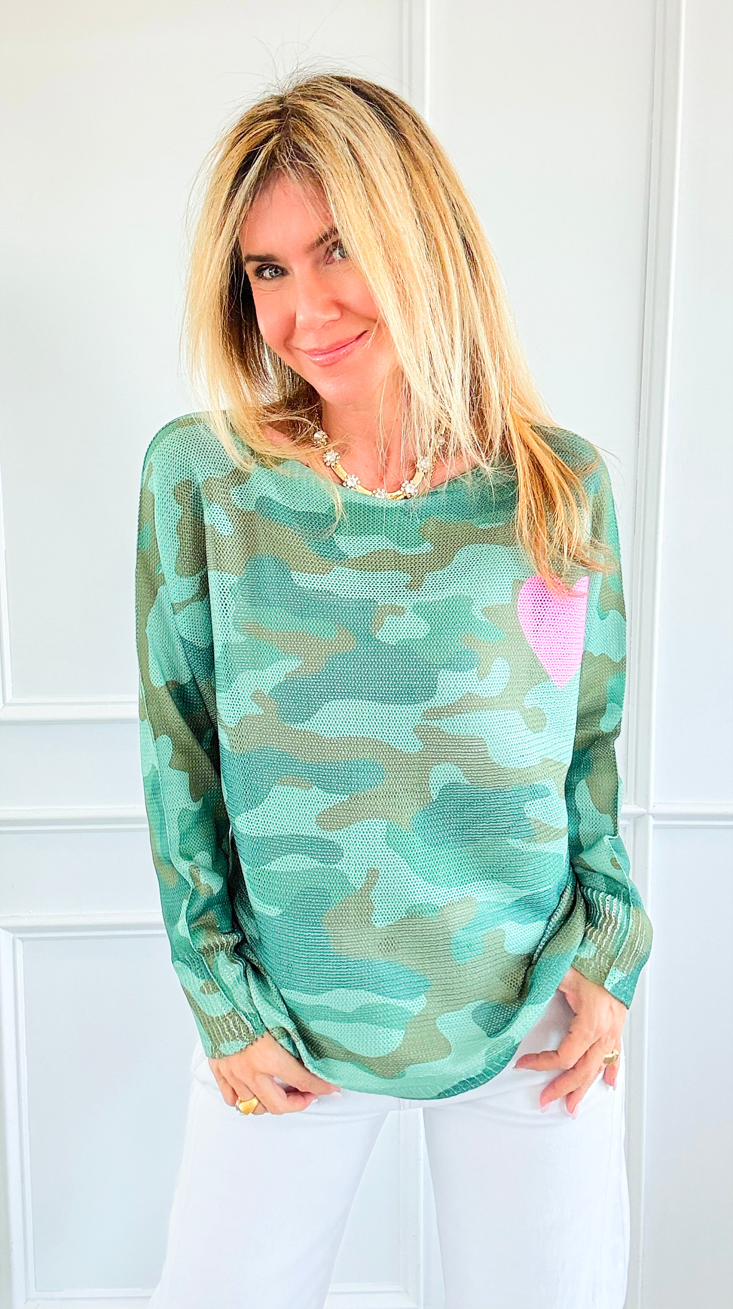 Heart Camo Italian St Tropez Knit