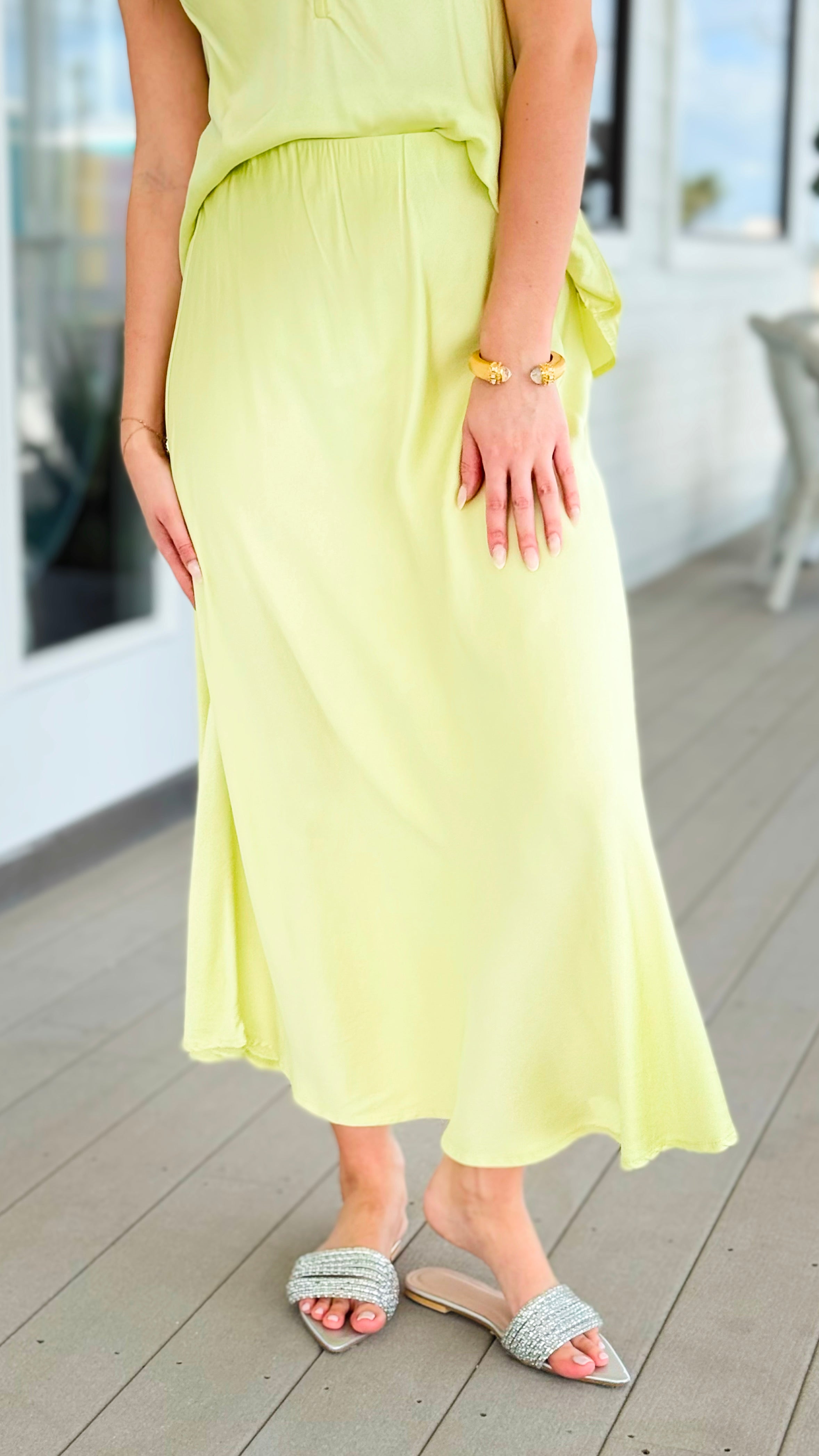 Just My Type Italian Skirt- Light Green