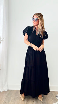 Valley Ruffle Maxi Dress - Black-200 Dresses/Jumpsuits/Rompers-entro-Coastal Bloom Boutique, find the trendiest versions of the popular styles and looks Located in Indialantic, FL