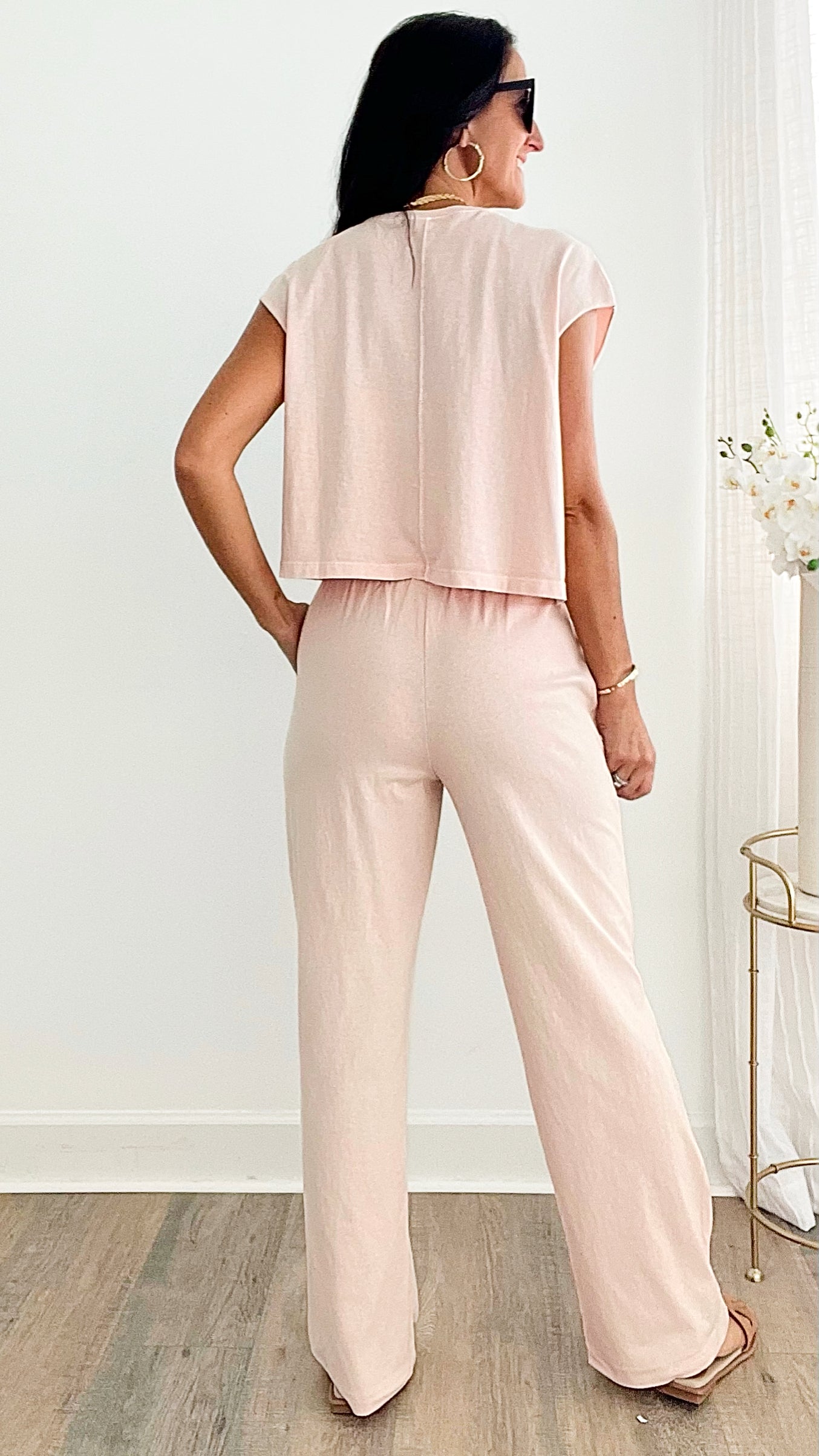 Faded Love Drawstring High-Waisted Pants-170 Bottoms-HYFVE-Coastal Bloom Boutique, find the trendiest versions of the popular styles and looks Located in Indialantic, FL