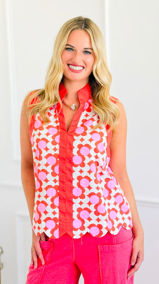 Retro Floral Sleeveless Top