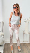 Splash Of Silver Italian Joggers - Blush-180 Joggers-Germany-Coastal Bloom Boutique, find the trendiest versions of the popular styles and looks Located in Indialantic, FL