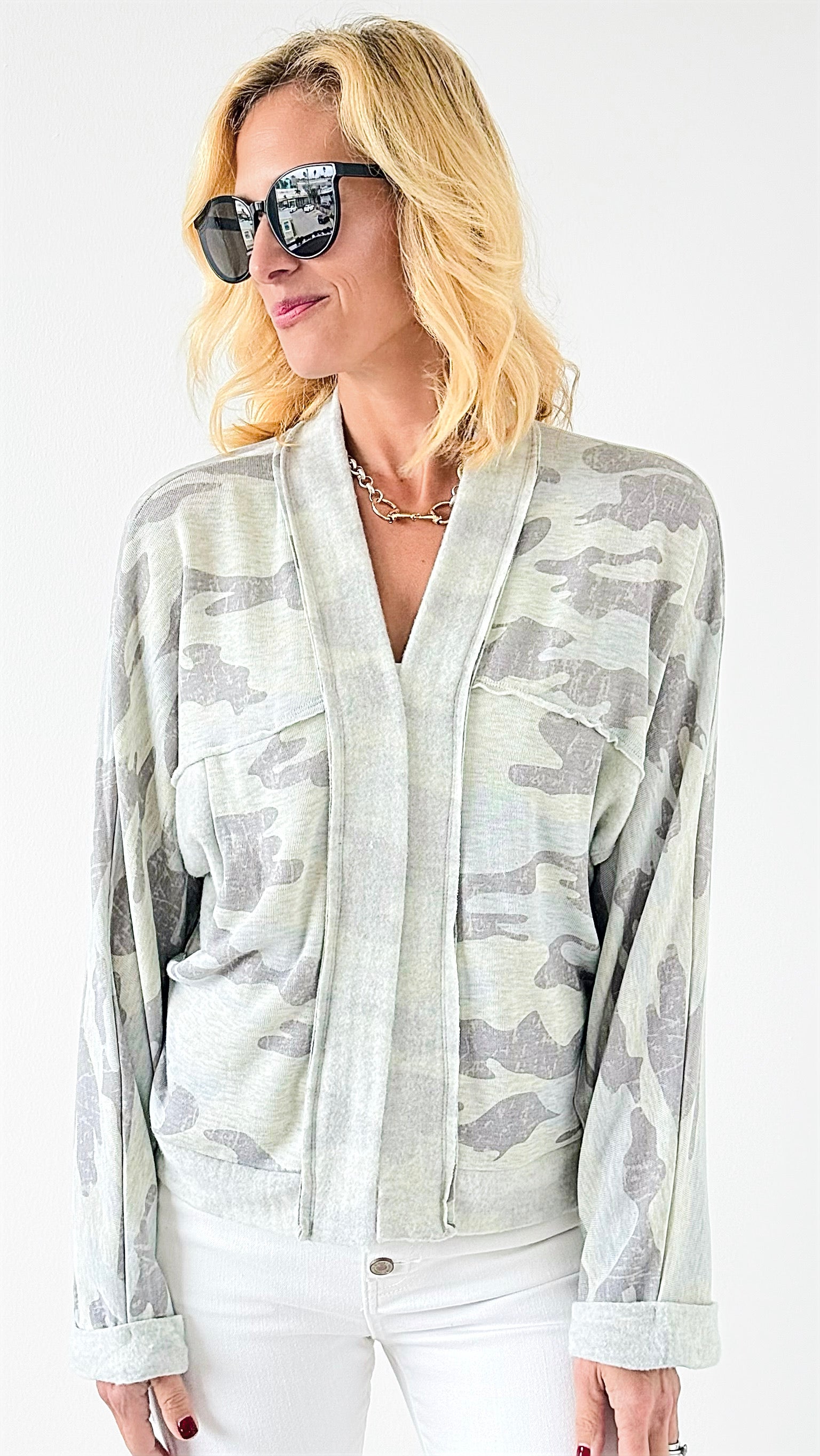 Casual Camo Open Cardigan-150 Cardigans/Layers-mystree-Coastal Bloom Boutique, find the trendiest versions of the popular styles and looks Located in Indialantic, FL