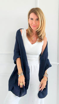 Chic Italian Scarf- Navy-260 Other Accessories-NSP/PORCIENTO-Coastal Bloom Boutique, find the trendiest versions of the popular styles and looks Located in Indialantic, FL