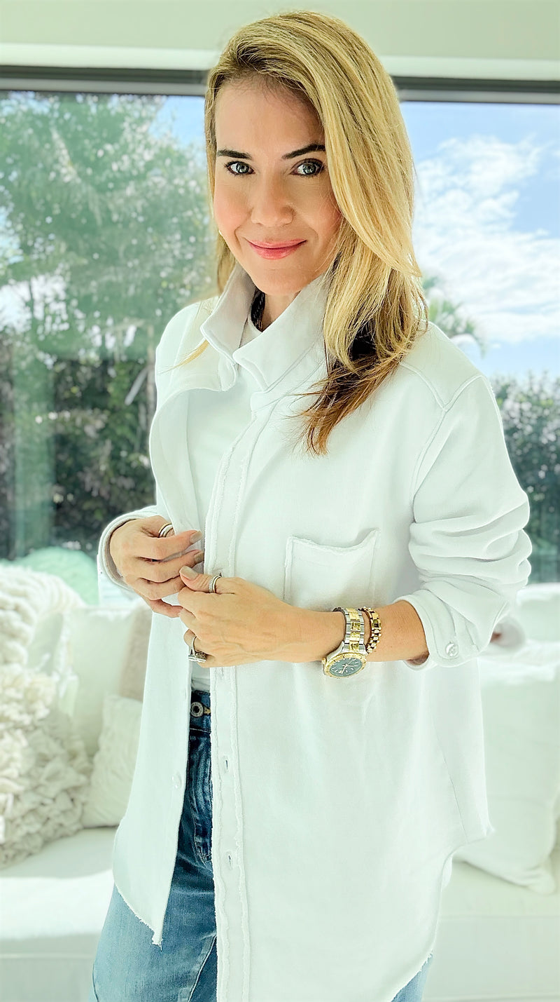 Relaxed Open-Front Jacket - White-160 Jackets-Mono B-Coastal Bloom Boutique, find the trendiest versions of the popular styles and looks Located in Indialantic, FL