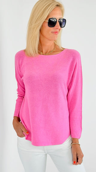 Soho Italian Boatneck Pullover - Pink-140 Sweaters-Italianissimo-Coastal Bloom Boutique, find the trendiest versions of the popular styles and looks Located in Indialantic, FL