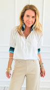 Varsity Edge Puff Sleeve Top-110 short Sleeve Top-VOY-Coastal Bloom Boutique, find the trendiest versions of the popular styles and looks Located in Indialantic, FL