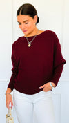 Ribbed Italian Pullover- Burgundy-140 Sweaters-Italianissimo-Coastal Bloom Boutique, find the trendiest versions of the popular styles and looks Located in Indialantic, FL