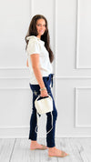 Star Detail Pocket Italian Jogger- Navy-180 Joggers-SEÑORITA C-Coastal Bloom Boutique, find the trendiest versions of the popular styles and looks Located in Indialantic, FL