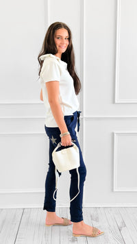 Star Detail Pocket Italian Jogger- Navy-180 Joggers-SEÑORITA C-Coastal Bloom Boutique, find the trendiest versions of the popular styles and looks Located in Indialantic, FL