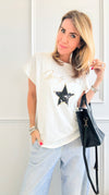Walk of Fame Italian Tee - White-110 Short Sleeve Tops-Italianissimo-Coastal Bloom Boutique, find the trendiest versions of the popular styles and looks Located in Indialantic, FL