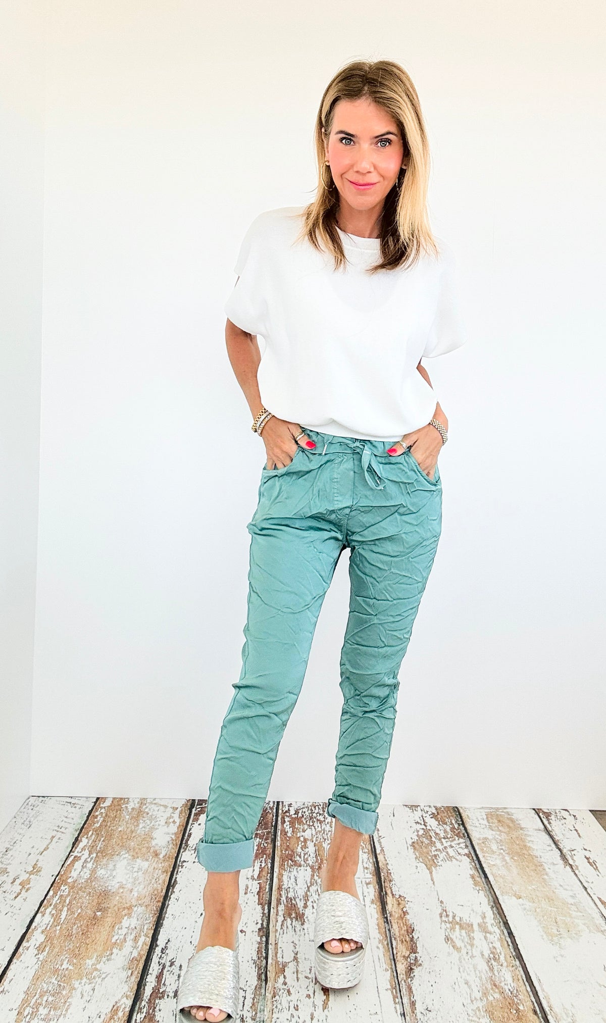 Italian Wish List Jogger - Seafoam-180 Joggers-Italianissimo-Coastal Bloom Boutique, find the trendiest versions of the popular styles and looks Located in Indialantic, FL