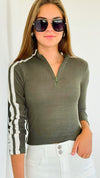 Neck Zipped Long Sleeve Top-130 Long Sleeve Tops-Heart&Hips-Coastal Bloom Boutique, find the trendiest versions of the popular styles and looks Located in Indialantic, FL