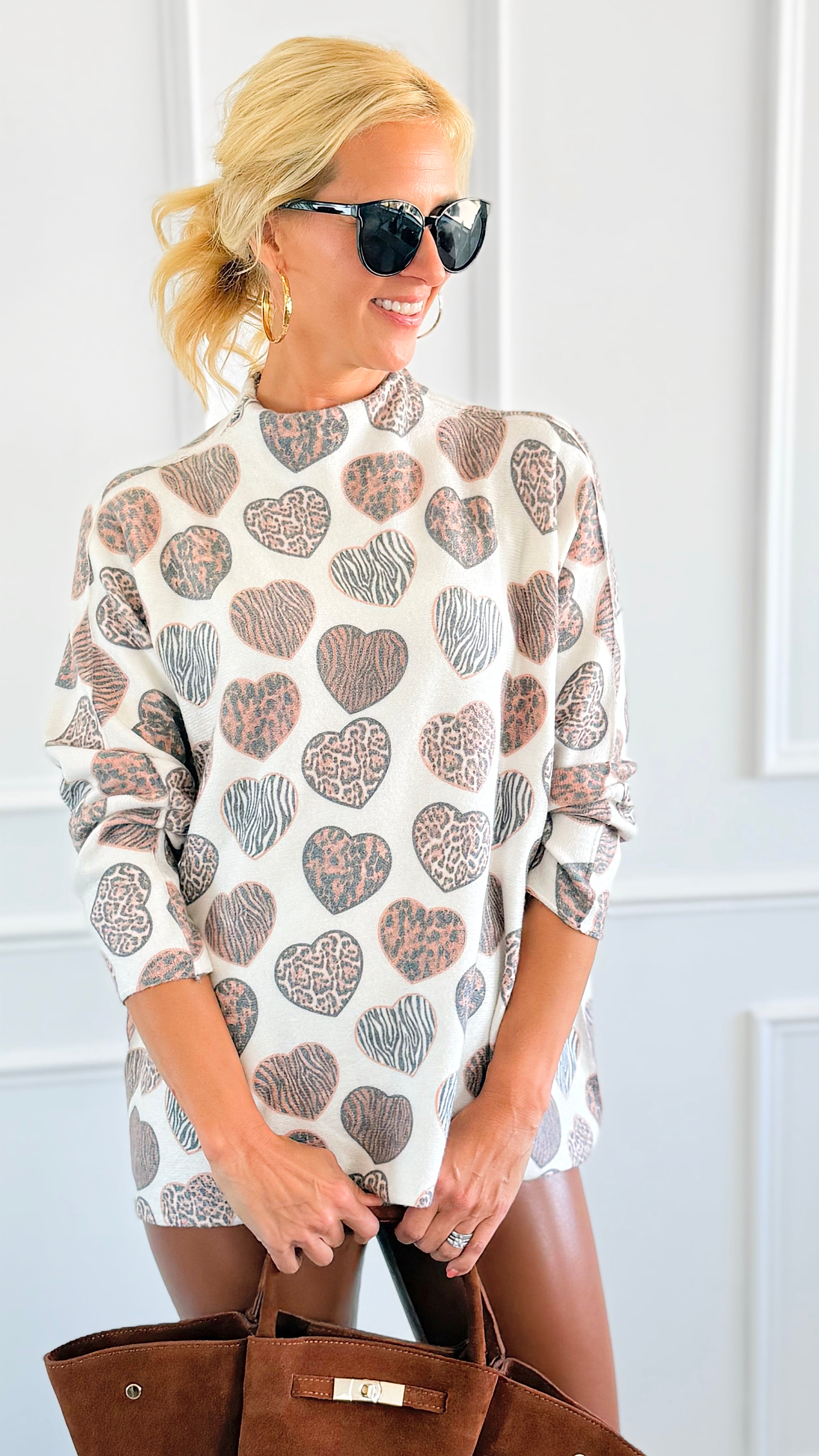 Wild Hearts Turtleneck Italian Knit Sweater-140 Sweaters-SORPRESA-Coastal Bloom Boutique, find the trendiest versions of the popular styles and looks Located in Indialantic, FL