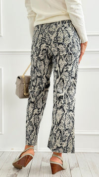 Stretch Wide Leg High Rise Cropped Denim Jean - Snake-190 Denim-Anniewear-Coastal Bloom Boutique, find the trendiest versions of the popular styles and looks Located in Indialantic, FL