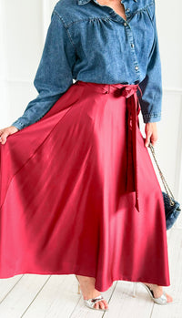 Azure Dream Italian Maxi Skirt- Wine-170 Bottoms-AZUL MONACO-Coastal Bloom Boutique, find the trendiest versions of the popular styles and looks Located in Indialantic, FL