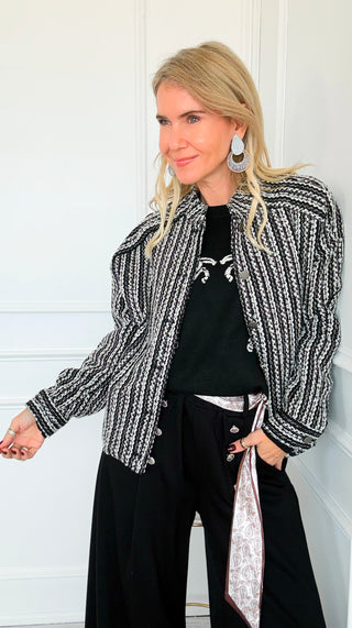 Bouclé Button Jacket - Black
