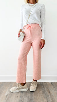 Completely Charmed Basket Weave Sweater Pants - Dusty Pink-170 Bottoms-HYFVE-Coastal Bloom Boutique, find the trendiest versions of the popular styles and looks Located in Indialantic, FL