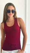 Ribbed Seamless Racerback Top - Burgundy-100 Sleeveless Tops-Love Poem-Coastal Bloom Boutique, find the trendiest versions of the popular styles and looks Located in Indialantic, FL