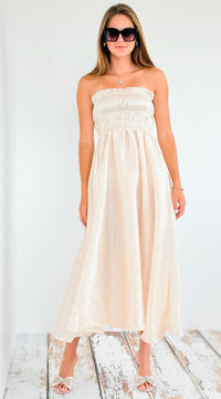 Draped Off Shoulder Maxi Dress-200 Dresses/Jumpsuits/Rompers-ROUSSEAU-Coastal Bloom Boutique, find the trendiest versions of the popular styles and looks Located in Indialantic, FL