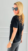 Floral Lace Patch Tee-110 short Sleeve Top-PASTEL DESIGN-Coastal Bloom Boutique, find the trendiest versions of the popular styles and looks Located in Indialantic, FL