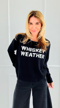 Whiskey Weather Sweater- Black-140 Sweaters-PANACHE APPAREL-Coastal Bloom Boutique, find the trendiest versions of the popular styles and looks Located in Indialantic, FL