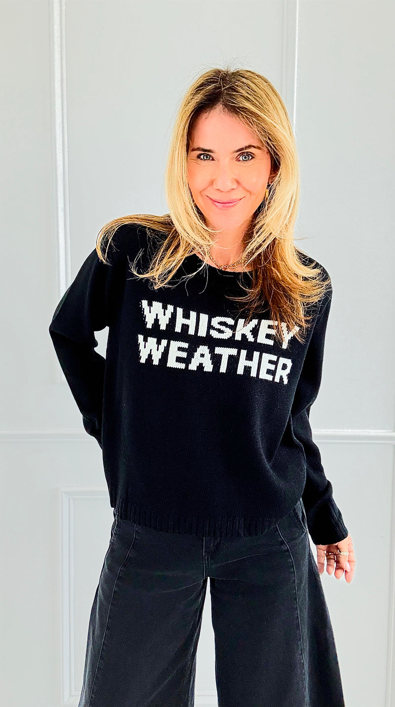 Whiskey Weather Sweater- Black-140 Sweaters-PANACHE APPAREL-Coastal Bloom Boutique, find the trendiest versions of the popular styles and looks Located in Indialantic, FL