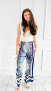 Paisley Bliss Italian Pants- Navy-100 Pants-SEE YOU IN ROME-Coastal Bloom Boutique, find the trendiest versions of the popular styles and looks Located in Indialantic, FL
