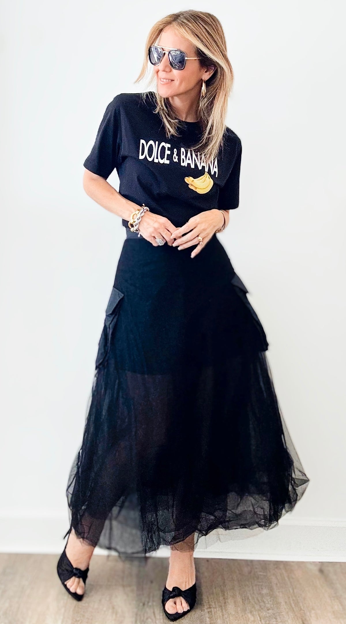 Cargo Tulle Skirt - Black-170 Bottoms-rivir-Coastal Bloom Boutique, find the trendiest versions of the popular styles and looks Located in Indialantic, FL