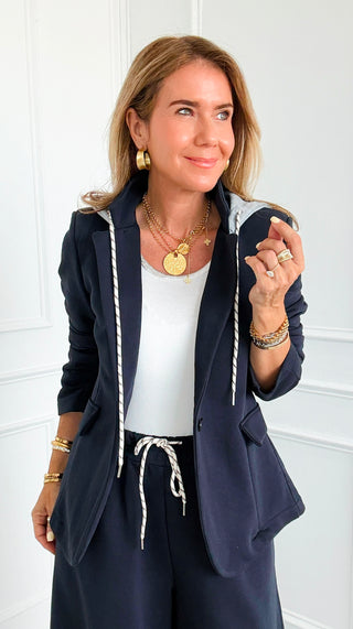 Caroline Italian Hoodie Blazer- Navy