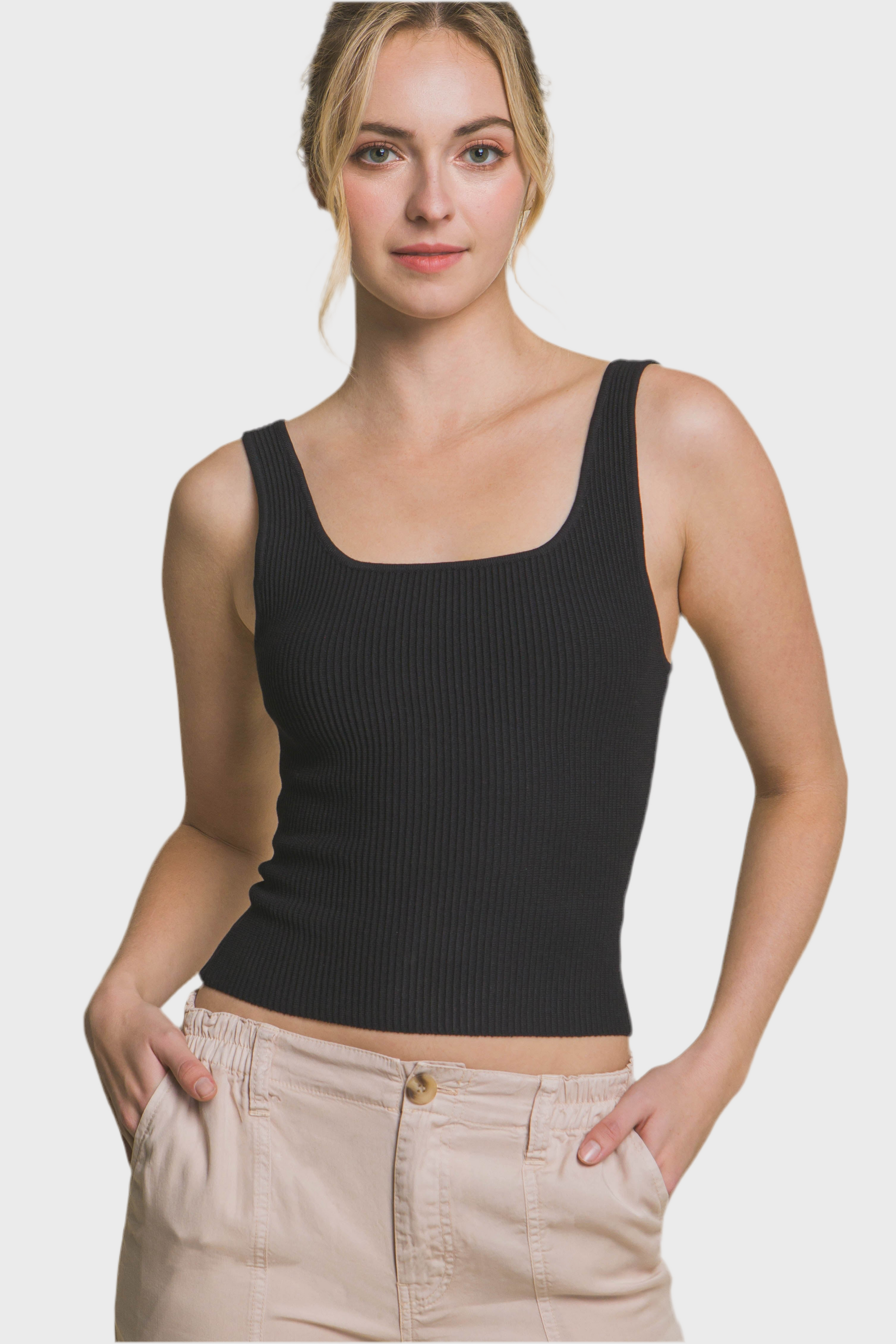 Sleek Ribbed Tank Top - Black-100 Sleeveless Tops-Style Melody-Coastal Bloom Boutique, find the trendiest versions of the popular styles and looks Located in Indialantic, FL