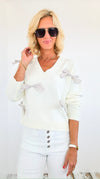 Ribbon Delight Bow Sweater-140 Sweaters-LALAVON-Coastal Bloom Boutique, find the trendiest versions of the popular styles and looks Located in Indialantic, FL