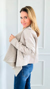 Chic Drape Knit Jacket - Taupe-160 Jackets-Coalition LA-Coastal Bloom Boutique, find the trendiest versions of the popular styles and looks Located in Indialantic, FL