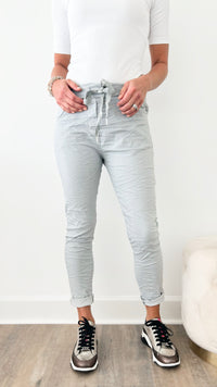 Love Endures Italian Jogger - Light Grey-180 Joggers-Italianissimo-Coastal Bloom Boutique, find the trendiest versions of the popular styles and looks Located in Indialantic, FL