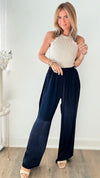 An Evening to Remember Palazzo Pants - Navy-170 Bottoms-Tempo-Coastal Bloom Boutique, find the trendiest versions of the popular styles and looks Located in Indialantic, FL