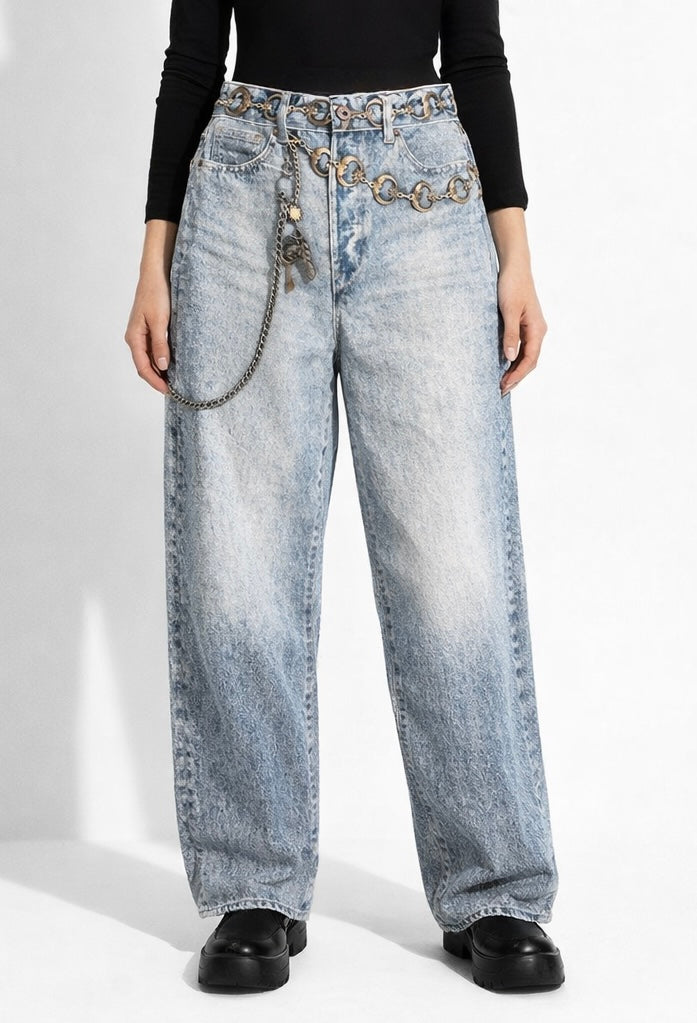 Moon Chain Printed Denim Pant