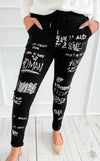 Urban Edge Graphic Italian Jogger- Black-180 Joggers-SUNNY HOLIDAYS-Coastal Bloom Boutique, find the trendiest versions of the popular styles and looks Located in Indialantic, FL