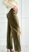 Coastal Luxe Faux Suede Pants - Olive-100 Pants-Tea & Cup-Coastal Bloom Boutique, find the trendiest versions of the popular styles and looks Located in Indialantic, FL