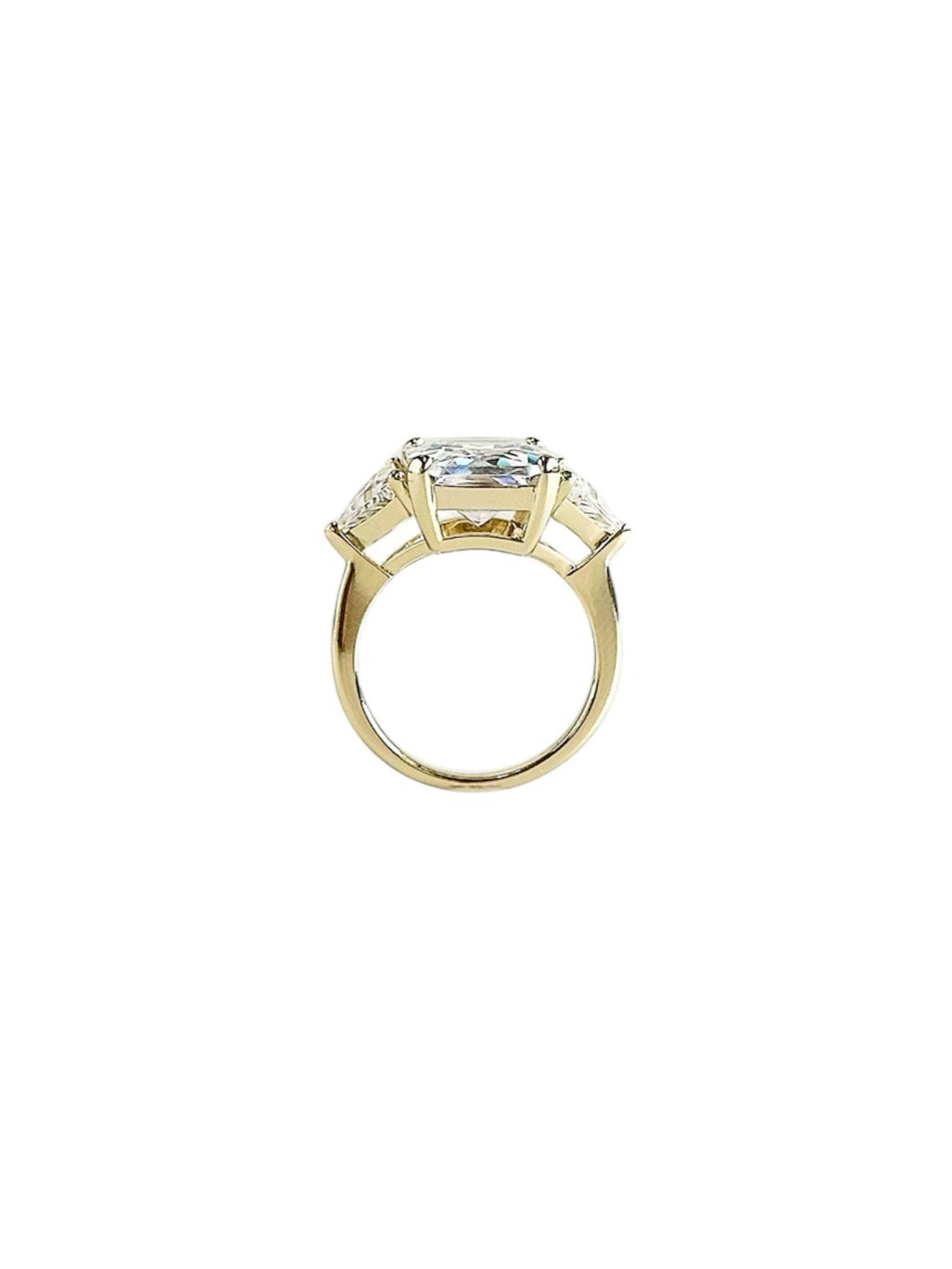 Sterling Silver Small Triple Clear Stone Ring - Gold-230 Jewelry-NYC-Coastal Bloom Boutique, find the trendiest versions of the popular styles and looks Located in Indialantic, FL