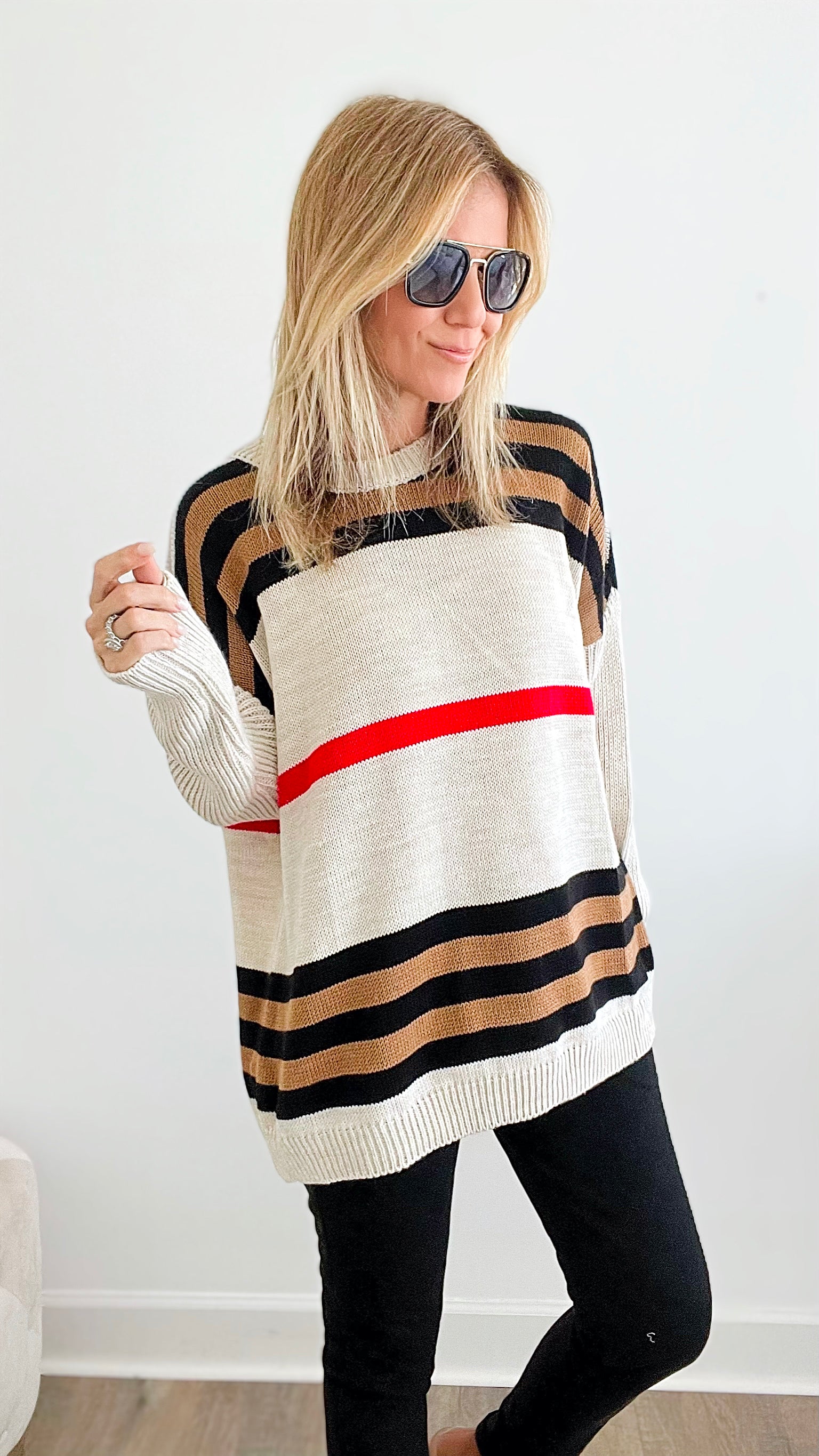 Iconic Italian Knit Pullover Sweater - Beige-140 Sweaters-Yolly-Coastal Bloom Boutique, find the trendiest versions of the popular styles and looks Located in Indialantic, FL