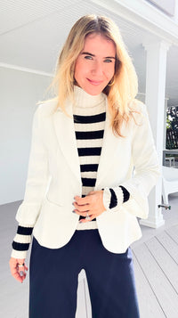 Boardroom Muse Ruffle Sleeve Blazer-160 Jackets-DOE AND RAE-Coastal Bloom Boutique, find the trendiest versions of the popular styles and looks Located in Indialantic, FL