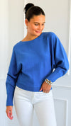 Sunday Muse Dolman Knit Sweater - Cobalt Blue-140 Sweaters-she + sky-Coastal Bloom Boutique, find the trendiest versions of the popular styles and looks Located in Indialantic, FL