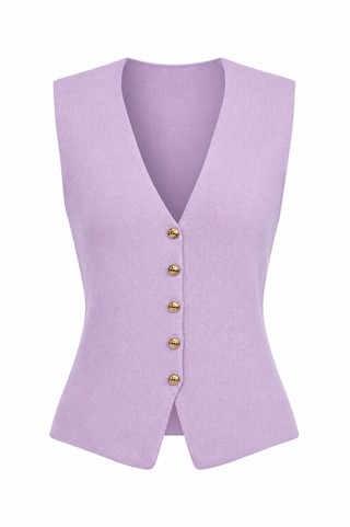 Button Front Vest - Lavender