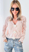Rose Bud Knit Cardigan-150 Cardigans/Layers-STORIA-Coastal Bloom Boutique, find the trendiest versions of the popular styles and looks Located in Indialantic, FL