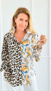 Spotted & Paisley Italian Button Top-110 Long Sleeve Tops-TATTOO Z-Coastal Bloom Boutique, find the trendiest versions of the popular styles and looks Located in Indialantic, FL